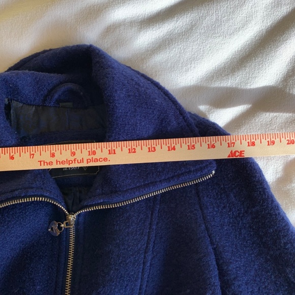 Guess Y2K Wool Blend Fit and Flare Lined Coat Zip Blue Size Small - Picture 12 of 12